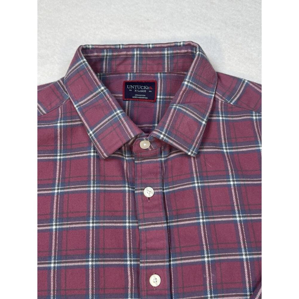 UNTUCKit Mens Slim Fit Plaid Cotton Long Sleeve Flannel Button‎ Down Shirt XL